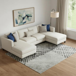 HomeRoots 10' Gray and Silver Diamond Area Rug - Washable, UV Protected, Durable Design for Busy Homes 683333