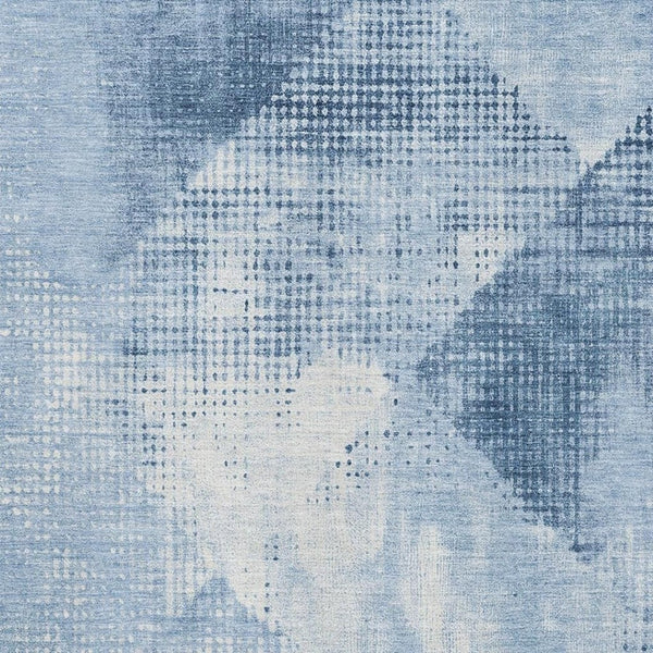 HomeRoots 5' X 8' Stylish Sky Blue and Ivory Diamond Area Rug – Durable, UV-Protected, Stain-Resistant Design 683335