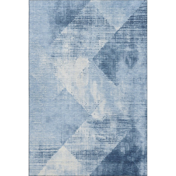HomeRoots 10' X 14' Sky Blue & Ivory Diamond Area Rug - Washable, UV Protected, Durable for Busy Homes! 683339