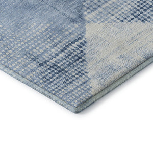 HomeRoots 10' X 14' Sky Blue & Ivory Diamond Area Rug - Washable, UV Protected, Durable for Busy Homes! 683339