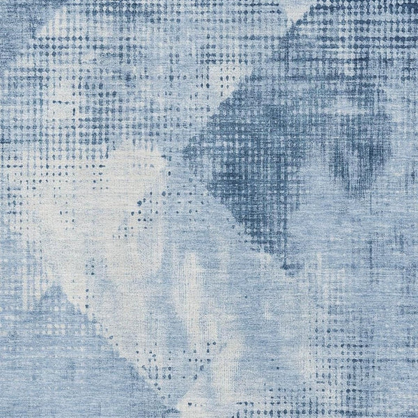 HomeRoots 10' X 14' Sky Blue & Ivory Diamond Area Rug - Washable, UV Protected, Durable for Busy Homes! 683339