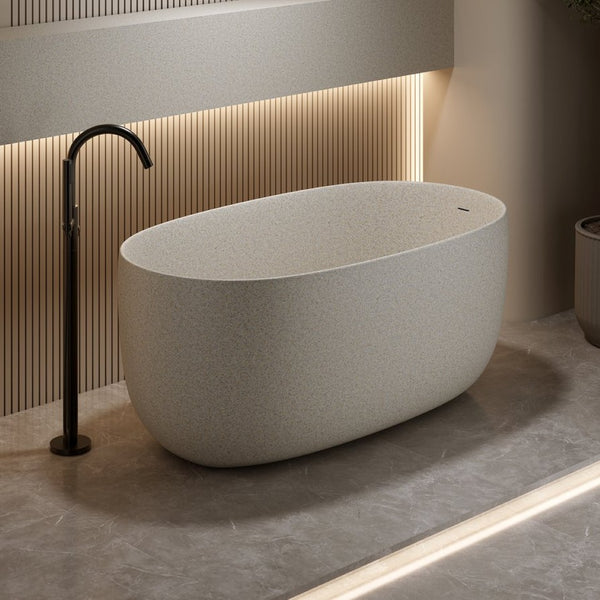 English Elm 51'' Solid Resin Stone Freestanding Soaking Tub Matte White Spa Bath with Drain W2753P416618