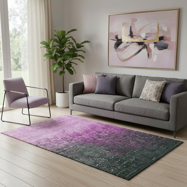 HomeRoots 5' X 8' Blush-to-Eggplant Ombre Area Rug - Durable, Washable & UV-Protected for Modern Homes 683341