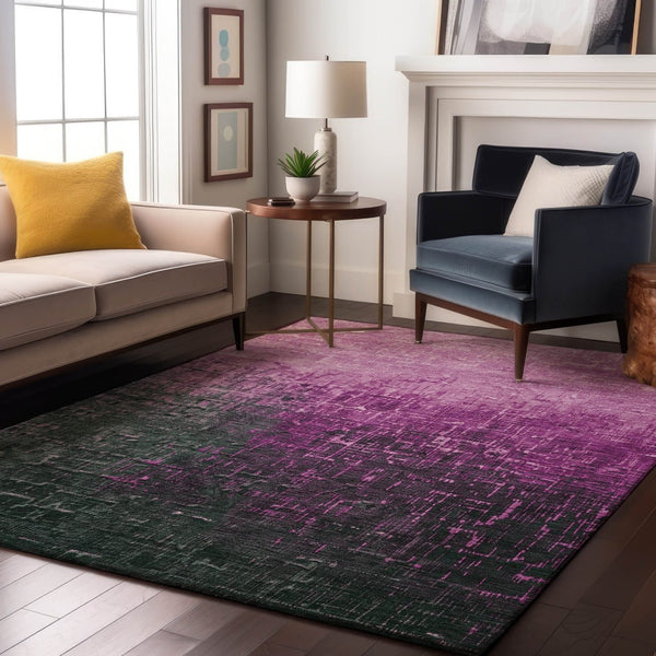 HomeRoots 5' X 8' Blush-to-Eggplant Ombre Area Rug - Durable, Washable & UV-Protected for Modern Homes 683341