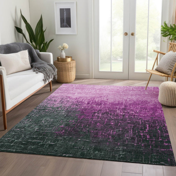 HomeRoots 5' X 8' Blush-to-Eggplant Ombre Area Rug - Durable, Washable & UV-Protected for Modern Homes 683341