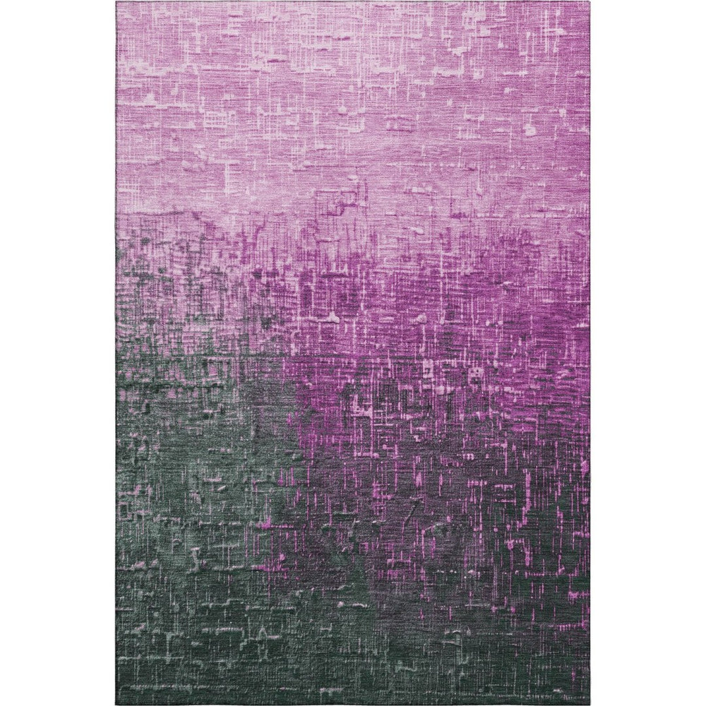 HomeRoots 10' X 14' Blush, Eggplant & Charcoal Ombre Washable Area Rug with UV Protection for High-Traffic Homes 683345