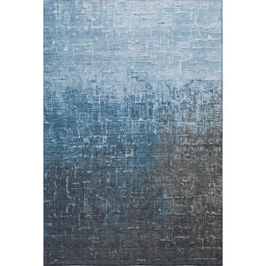 HomeRoots 8' X 10' Ombre Area Rug in Blue-Gray & Charcoal - Durable, Washable, UV-Protected for Modern Spaces 683349
