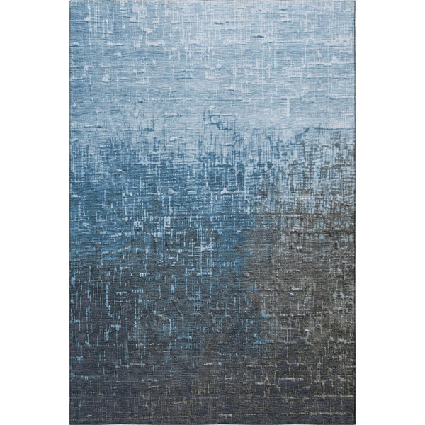 HomeRoots 9' X 12' Ombre Blue-Gray to Charcoal Washable Area Rug with UV Protection for Modern Spaces 683350