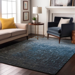 HomeRoots 10' Blue Gray and Charcoal Ombre Washable Area Rug - UV Protected, Durable, Stylish for Any Space! 683351