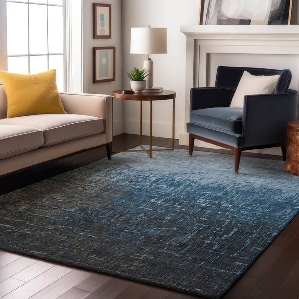HomeRoots 10' Blue Gray and Charcoal Ombre Washable Area Rug - UV Protected, Durable, Stylish for Any Space! 683351