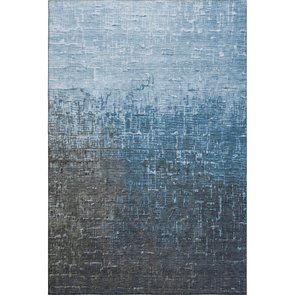 HomeRoots 10' Blue Gray and Charcoal Ombre Washable Area Rug - UV Protected, Durable, Stylish for Any Space! 683351