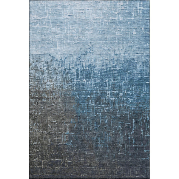 HomeRoots 10' Blue Gray and Charcoal Ombre Washable Area Rug - UV Protected, Durable, Stylish for Any Space! 683351