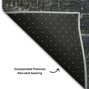HomeRoots 10' Blue Gray and Charcoal Ombre Washable Area Rug - UV Protected, Durable, Stylish for Any Space! 683351
