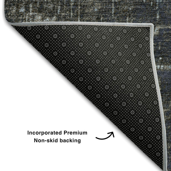 HomeRoots 10' Blue Gray and Charcoal Ombre Washable Area Rug - UV Protected, Durable, Stylish for Any Space! 683351