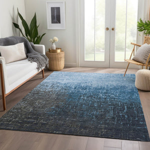 HomeRoots 10' Blue Gray and Charcoal Ombre Washable Area Rug - UV Protected, Durable, Stylish for Any Space! 683351