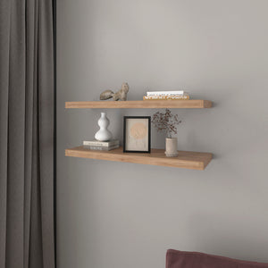 English Elm Floating Shelf Dallas Beige Pine Set of Two 31.9" Engineered Wood Floating Shelves for Modern Living Rooms B092P238730