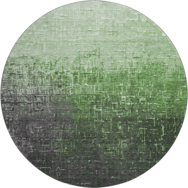 HomeRoots 8' Washable Round Rug in Green Charcoal Ombre - UV Protected, Stain Resistant & Perfect for Any Space 683354