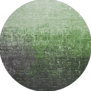 HomeRoots 8' Washable Round Rug in Green Charcoal Ombre - UV Protected, Stain Resistant & Perfect for Any Space 683354