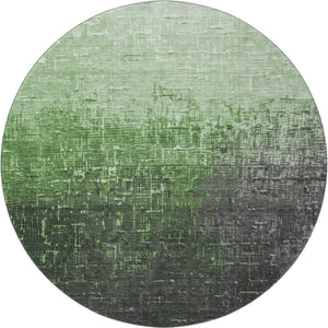 HomeRoots 8' Washable Round Rug in Green Charcoal Ombre - UV Protected, Stain Resistant & Perfect for Any Space 683354