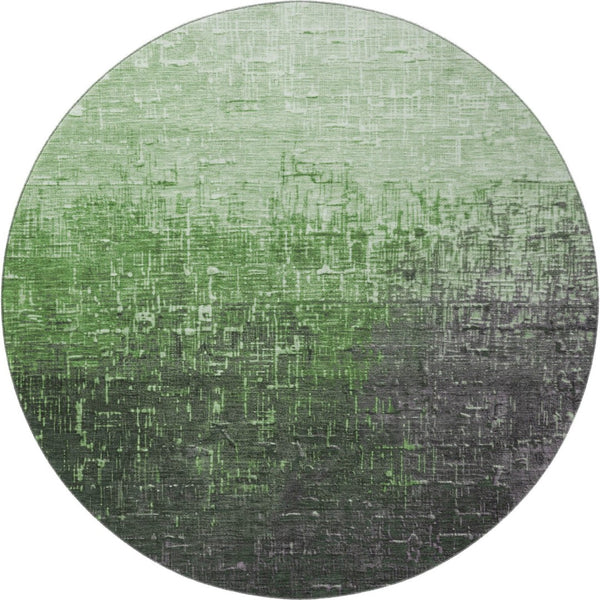 HomeRoots 8' Washable Round Rug in Green Charcoal Ombre - UV Protected, Stain Resistant & Perfect for Any Space 683354