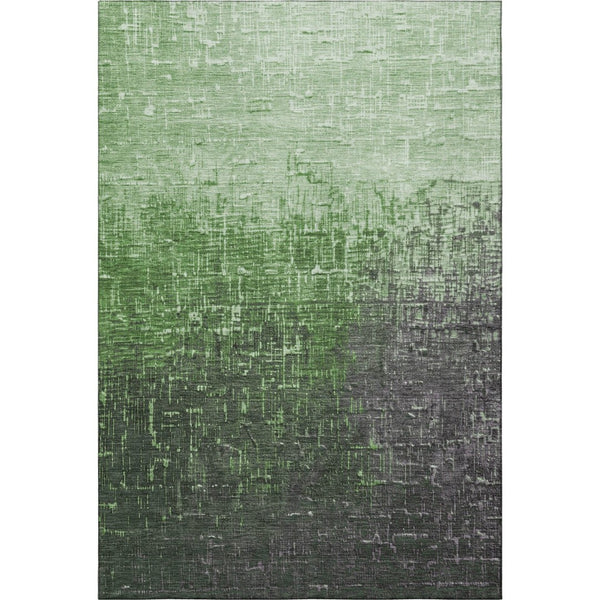 HomeRoots 8' X 10' Washable Ombre Area Rug in Green, Gray & Charcoal – UV Protected, Stain Resistant, Durable 683355