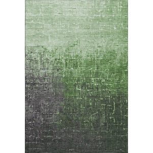 HomeRoots 9' X 12' Ombre Area Rug in Green, Gray & Charcoal - Washable, UV-Protected, Stain-Resistant Design 683356