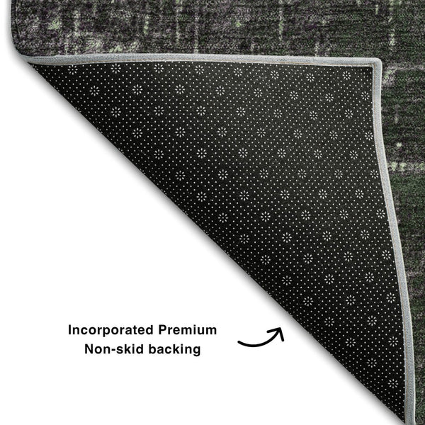 HomeRoots 9' X 12' Ombre Area Rug in Green, Gray & Charcoal - Washable, UV-Protected, Stain-Resistant Design 683356