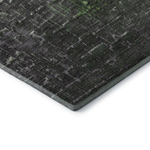 HomeRoots 9' X 12' Ombre Area Rug in Green, Gray & Charcoal - Washable, UV-Protected, Stain-Resistant Design 683356