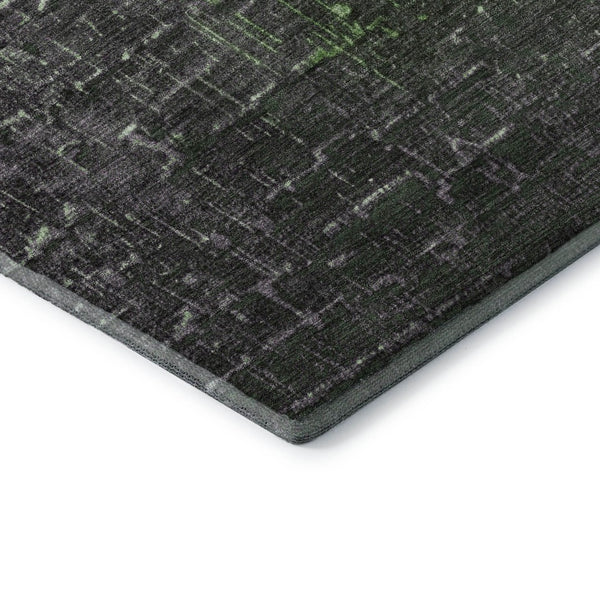 HomeRoots 9' X 12' Ombre Area Rug in Green, Gray & Charcoal - Washable, UV-Protected, Stain-Resistant Design 683356