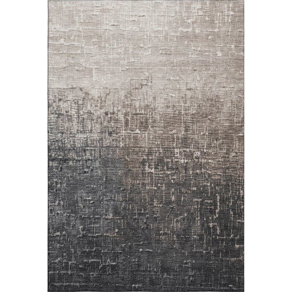 HomeRoots 5' X 8' Khaki Gray Charcoal Ombre Rug - Washable, UV-Protected, Soft & Stain-Resistant for Homes 683359