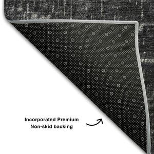 HomeRoots 5' X 8' Khaki Gray Charcoal Ombre Rug - Washable, UV-Protected, Soft & Stain-Resistant for Homes 683359