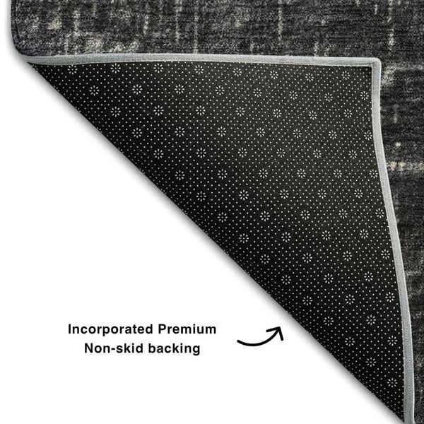 HomeRoots 5' X 8' Khaki Gray Charcoal Ombre Rug - Washable, UV-Protected, Soft & Stain-Resistant for Homes 683359