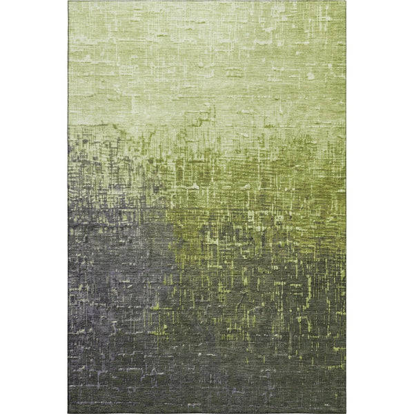 HomeRoots 5' X 8' Stylish Lime Green Gray Charcoal Ombre Area Rug - Washable, Stain Resistant, UV Protected! 683365