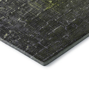 HomeRoots 5' X 8' Stylish Lime Green Gray Charcoal Ombre Area Rug - Washable, Stain Resistant, UV Protected! 683365
