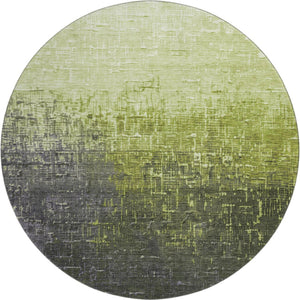HomeRoots 8' Vibrant Lime Green Gray Charcoal Ombre Round Rug - Durable, Stain Resistant & UV Protected Design 683366