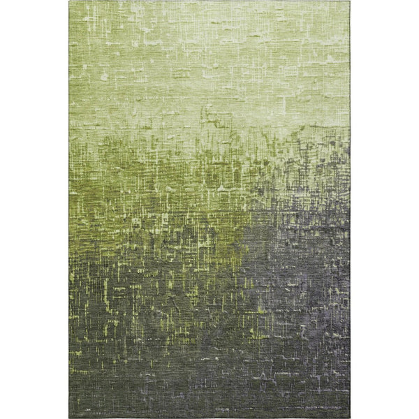 HomeRoots 8' X 10' Ombre Area Rug in Lime Green, Gray & Charcoal - Washable, UV-Protected, Stain-Resistant! 683367