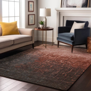 HomeRoots 5' X 8' Ombre Area Rug in Rust, Gray & Charcoal - Washable, UV Protected, Stain-Resistant Design 683371