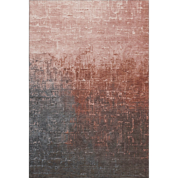 HomeRoots 5' X 8' Ombre Area Rug in Rust, Gray & Charcoal - Washable, UV Protected, Stain-Resistant Design 683371
