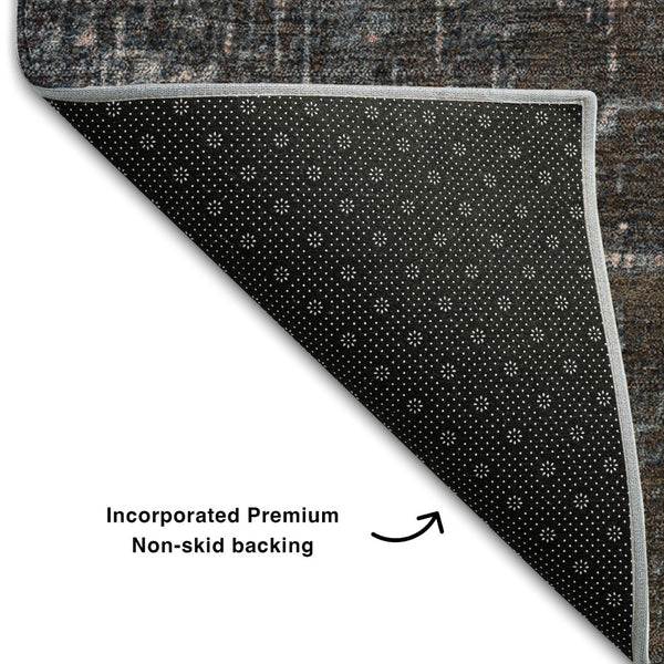 HomeRoots 5' X 8' Ombre Area Rug in Rust, Gray & Charcoal - Washable, UV Protected, Stain-Resistant Design 683371