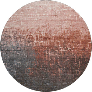 HomeRoots 8' Washable Round Rug in Rust Gray & Charcoal Ombre - UV-Protected, Stain-Resistant & Stylish! 683372
