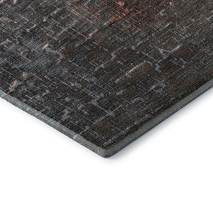 HomeRoots 8' Washable Round Rug in Rust Gray & Charcoal Ombre - UV-Protected, Stain-Resistant & Stylish! 683372