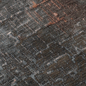HomeRoots 8' Washable Round Rug in Rust Gray & Charcoal Ombre - UV-Protected, Stain-Resistant & Stylish! 683372