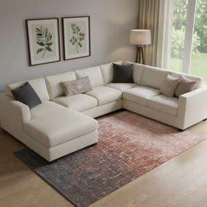 HomeRoots 9' X 12' Ombre Area Rug in Rust Gray & Charcoal - Washable, UV Protected, Perfect for Busy Homes 683374