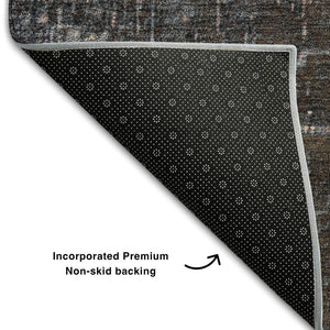 HomeRoots 9' X 12' Ombre Area Rug in Rust Gray & Charcoal - Washable, UV Protected, Perfect for Busy Homes 683374