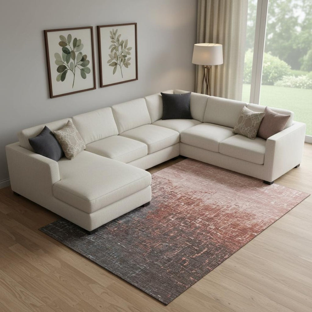HomeRoots 10' Modern Rust to Charcoal Ombre Washable Area Rug with UV Protection for Easy Care & Style 683375