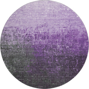 HomeRoots 8' Stylish Purple Gray Charcoal Ombre Round Rug - Washable, UV Protected, Durable & Pet Friendly 683378