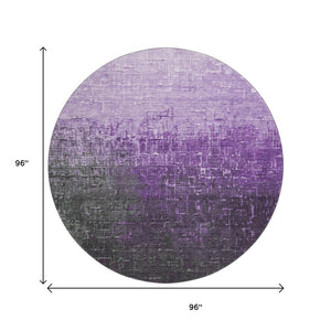 HomeRoots 8' Stylish Purple Gray Charcoal Ombre Round Rug - Washable, UV Protected, Durable & Pet Friendly 683378