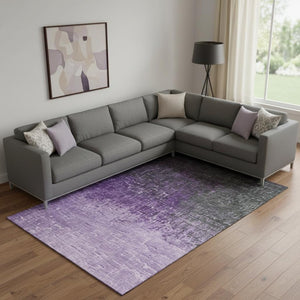 HomeRoots 9' Modern Ombre Area Rug in Purple, Gray & Charcoal - Washable, UV-Protected & Durable Design 683380