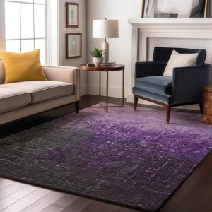 HomeRoots 10' Stylish Purple Gray Charcoal Ombre Washable Area Rug - UV Protected, Stain Resistant, Durable Design 683381