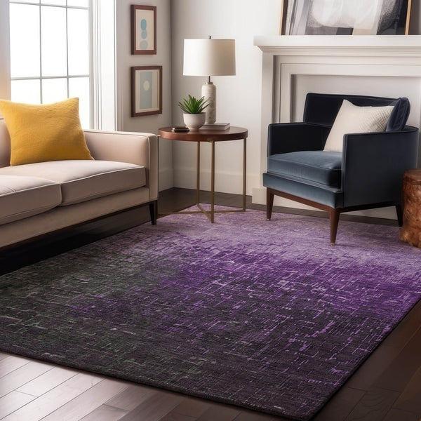 HomeRoots 10' Stylish Purple Gray Charcoal Ombre Washable Area Rug - UV Protected, Stain Resistant, Durable Design 683381